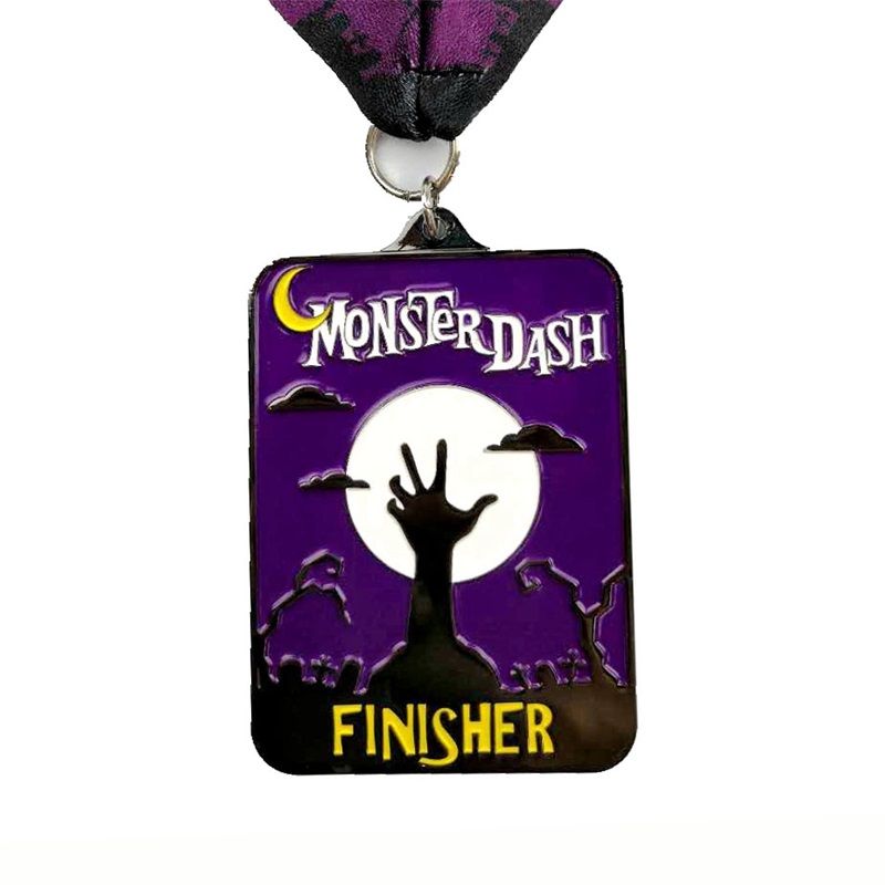 Metallstabguss mattes Black Metall-Medaille Halloween Flip-Open-Sportmedaillen