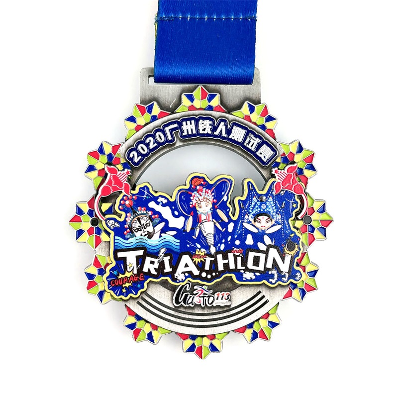 Benutzerdefinierte Metallgravierte kühle Sport Emaille Medaille Triathlon Medaillen 3D