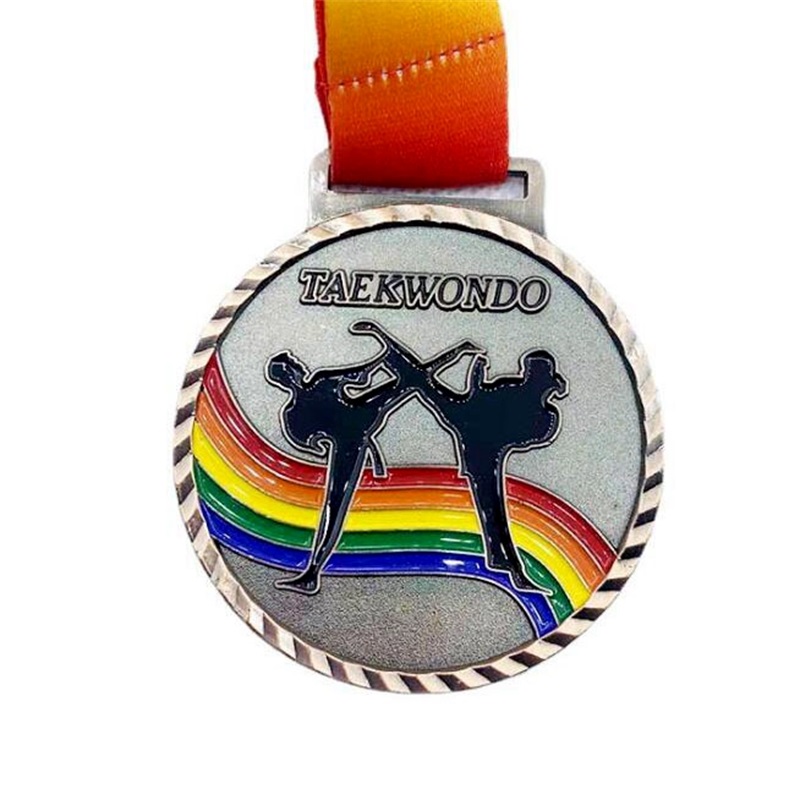 Farbe 3d Emaille Medaillen Gold Silber Bronze Medaillen Sportmedaille und Band