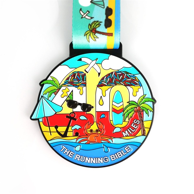 Individuelles Logo mit Band Blank Gold Silber Medaillen Custom Metal Sport Brazil Green Round Marathon Medaille
