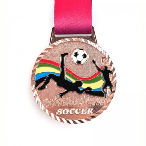 Custom Football Gold 3D -Medaillen Fußball Rennen Running Metal Marathon Sportmedaille mit Band