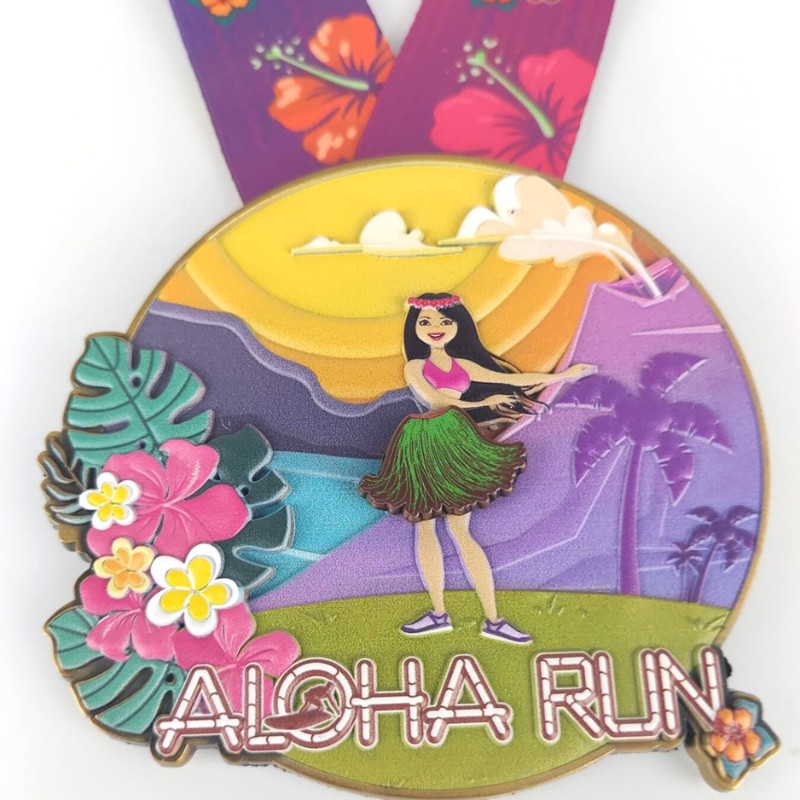 Benutzerdefinierte Rennmedaillen Klassische Aloha Run Medaillen 3D Druck Marathon Medaillen Spaß Run Medaillen Finisher Medaillen